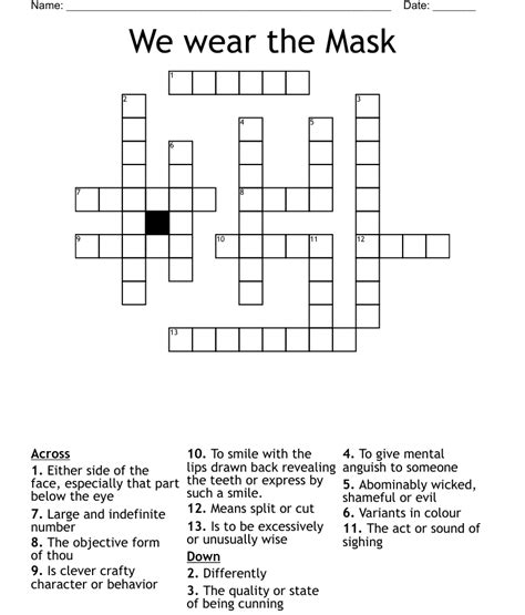 old mask crossword|More.